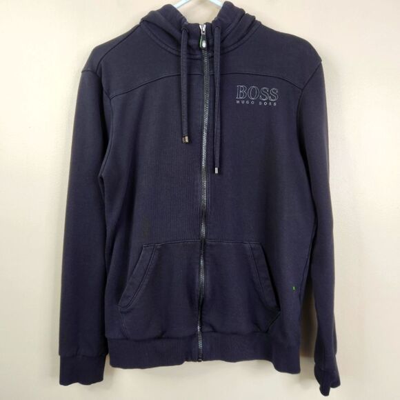 BOSS Hugo Boss Mens Full Zip Long Sleeve Dual Pocket Reg Fit Cotton Hoodie M - Picture 1 of 10